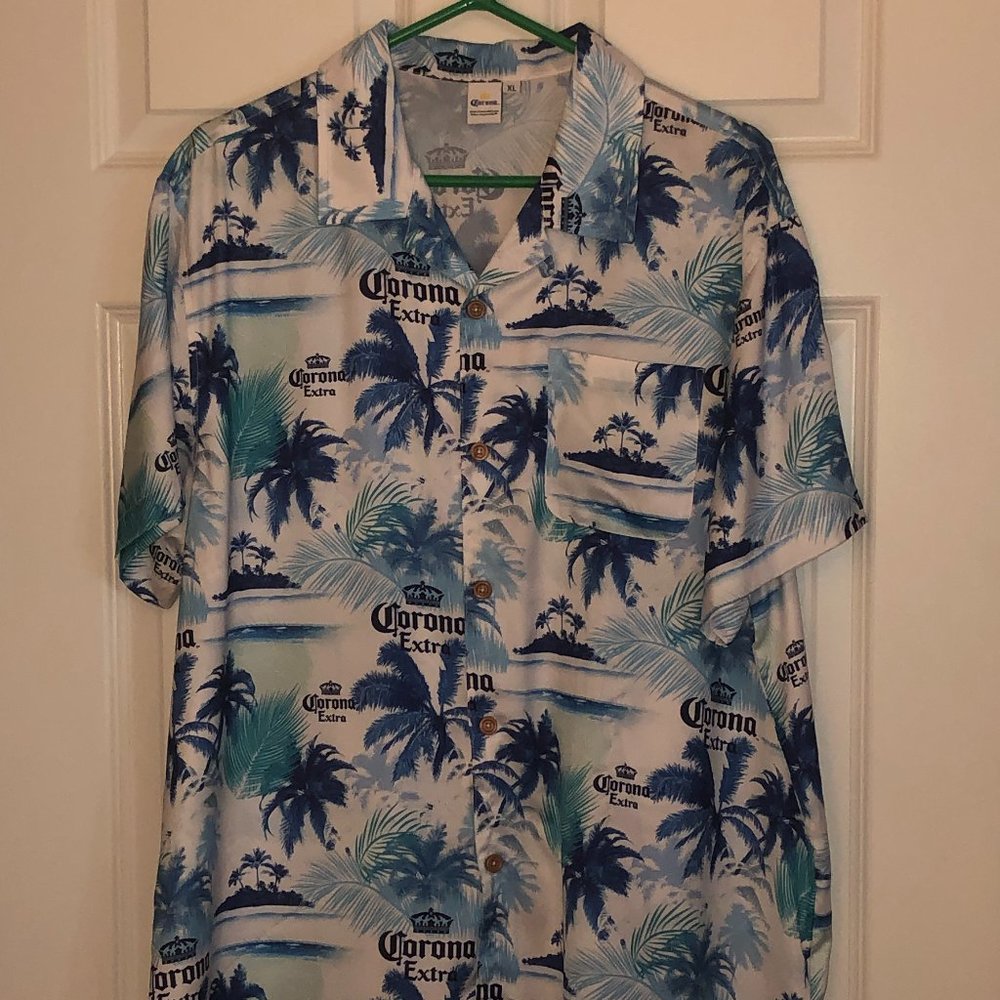 Mens-Corona Beer Lovers Hawaiian Short Sleeve Shirt Size XL